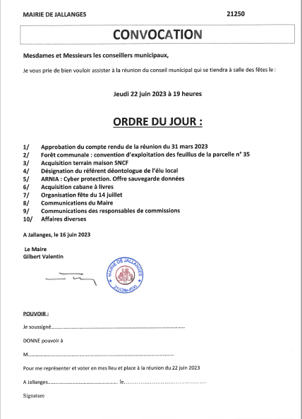 Conseil Municipal du 22-06-2023