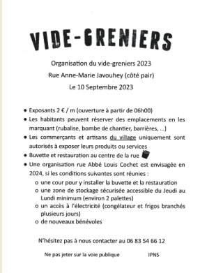 Affiche vide-greniers 2023