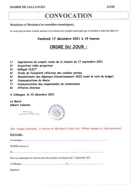 Conseil Municipal du 17-12-2021